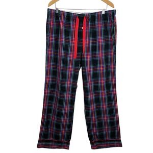 J.Crew‎ L Red Black Green Plaid Cotton Pajama Pants Drawstring Pockets Sleep